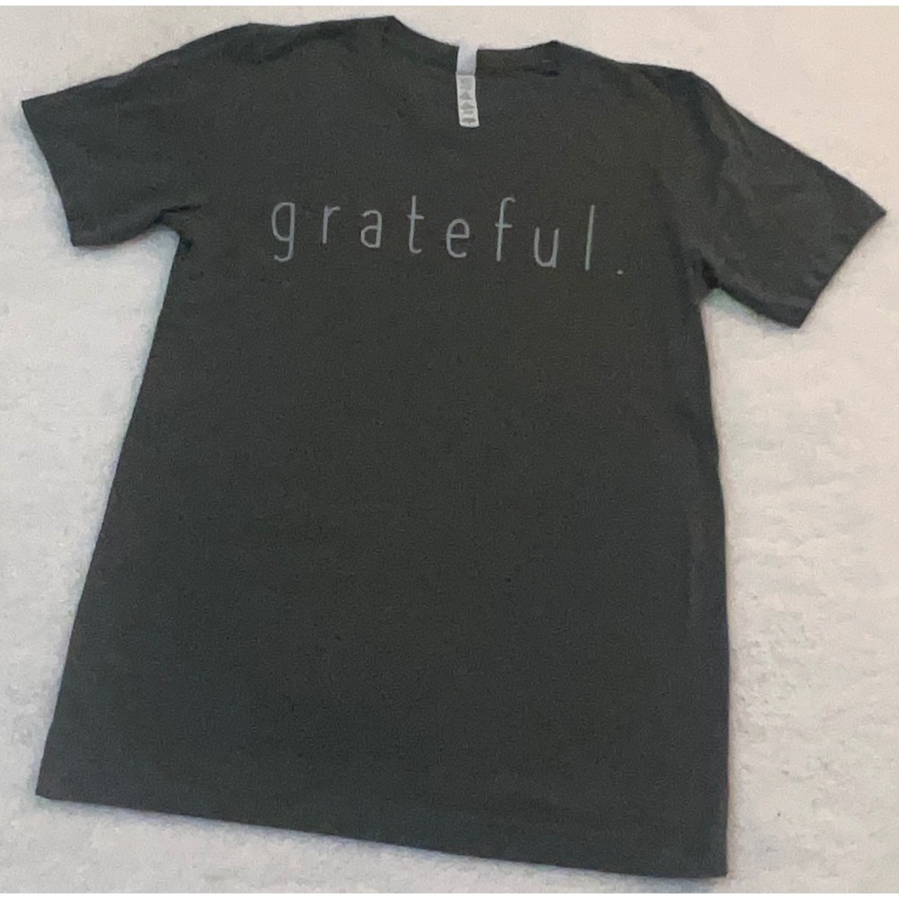 Bella + Canvas Grateful Graphic Tee Charcoal Gray Heather Short Sleeve Shirt S